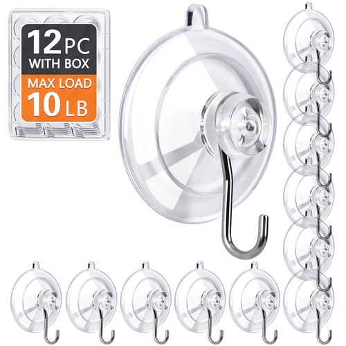 Suction cup hooks 10lb - suction, clear